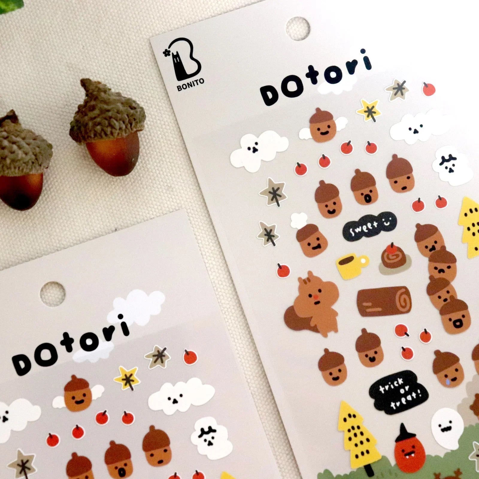 Cute Squirrel Acorn Stickers | Kawaii Paper Stickers for Scrapbooking and Journaling