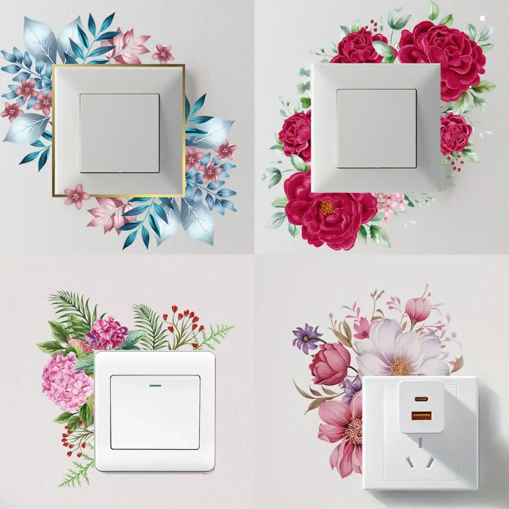 Flower Switch Sticker Decorative Wall Stickers | Waterproof Vinyl Wall Decor