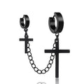 Punk Cross Pendant Clip Earring | Unisex Metal Chain Tassel Ear Cuff