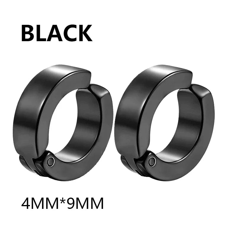 Gothic Hoop Earrings for Men and Women | Stainless Steel Clip-On Ear Cuffs