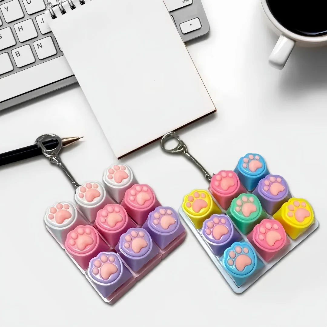 LED Crystal Keycap Fidget Toy | Stress Relief Clicker with Cat Paw Design