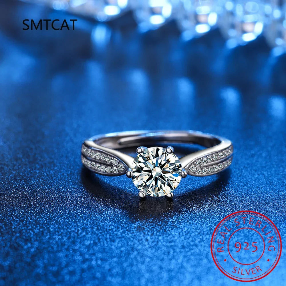 Real 3 Carat Moissanite Engagement Ring | Luxury Bridal Set Solitaire Wedding Promise Ring