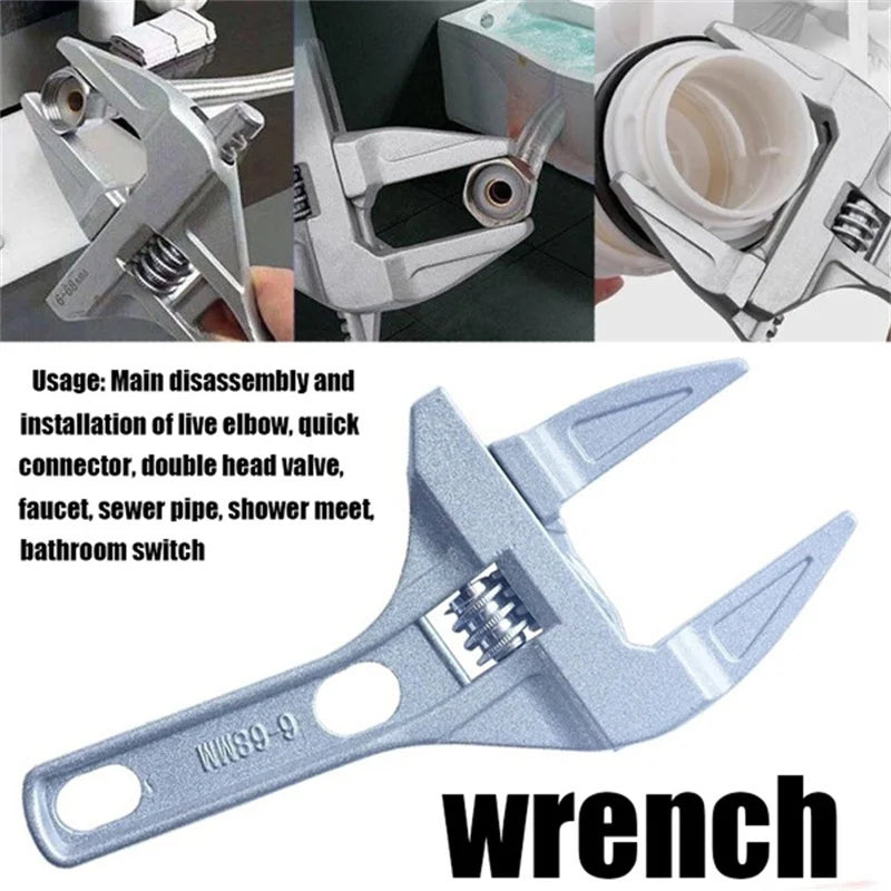 Mini Adjustable Bathroom Wrench | Strong Clamping Aluminum Spanner for Pipe Repair