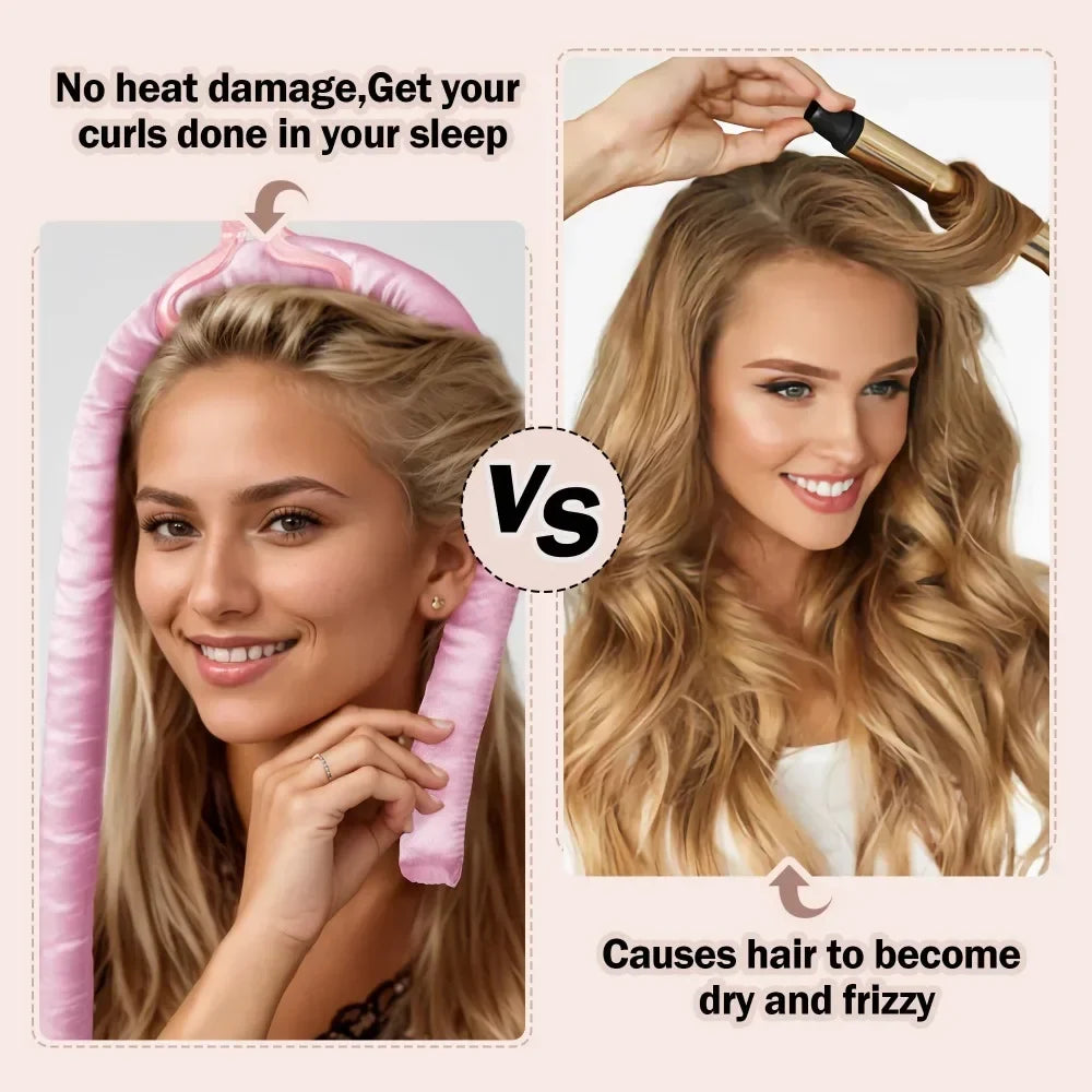 Heatless Curling Rod Set | No Heat Hair Curlers for Long Hair