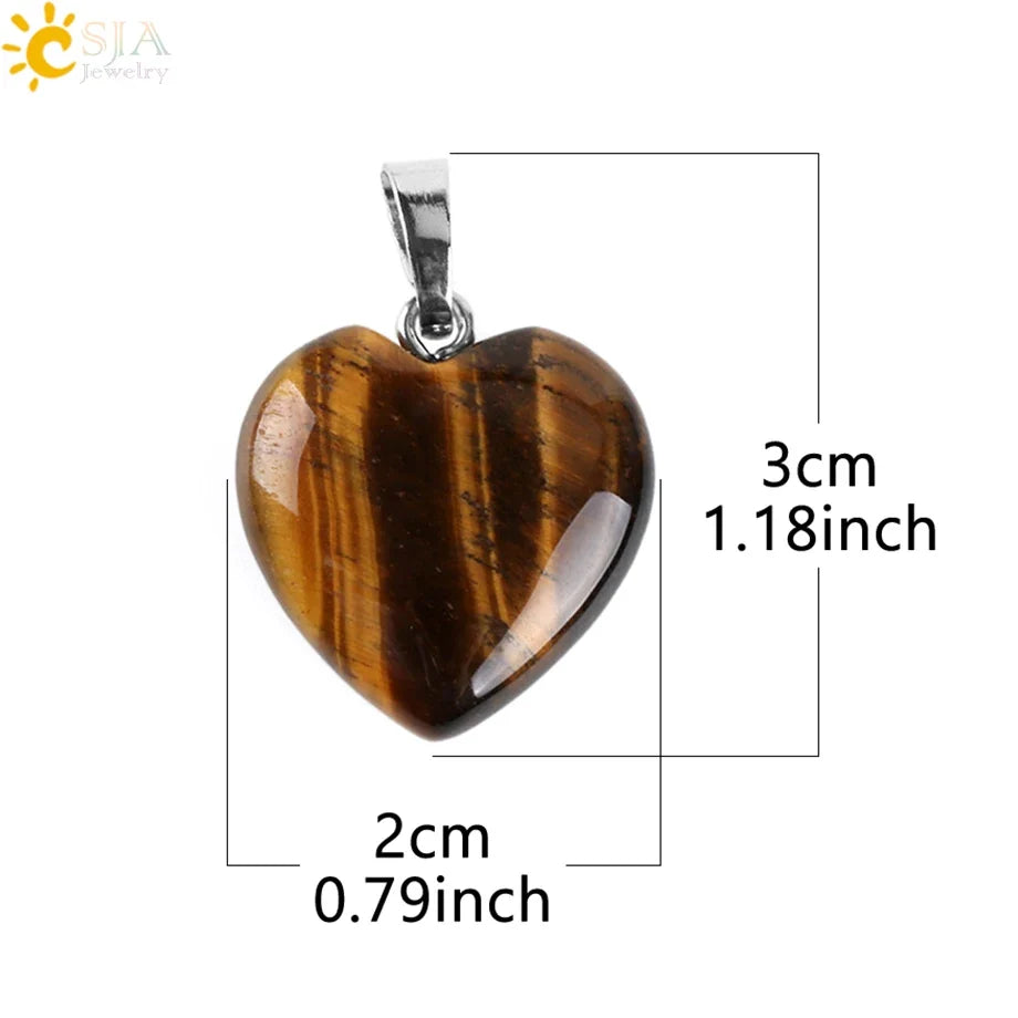 Natural Stone Heart Pendant Necklace | Crystal Healing Jewelry for Women