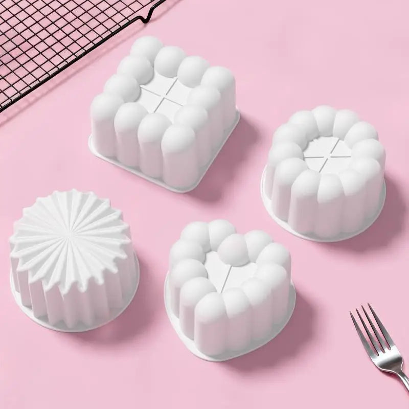Silicone Mousse Cake Mold Set | Flexible Baking Molds for Heart Star Flower Shapes
