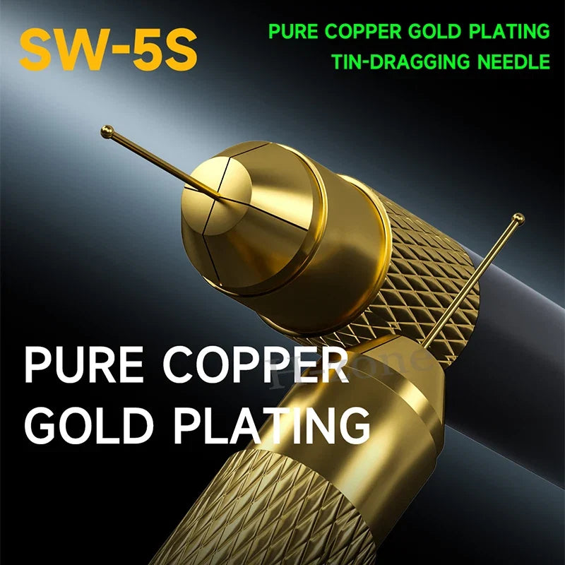 MECHANIC SW-5S Gold Plated Tin Dragging Needle Set | Ultralight Carbon Fiber Holder for FPC Connector Reballing