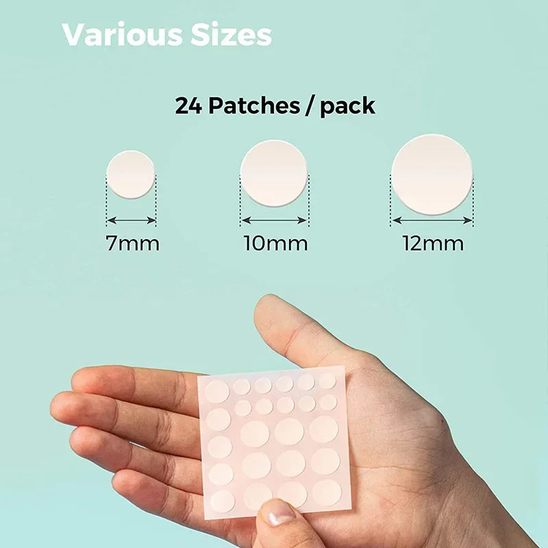 24 Pcs Hydrocolloid Acne Patches | Pimple Spot Treatment Stickers for Face