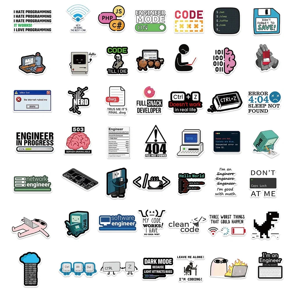 50 Pieces Funny Programming Meme Stickers | Geek Gift for Coders
