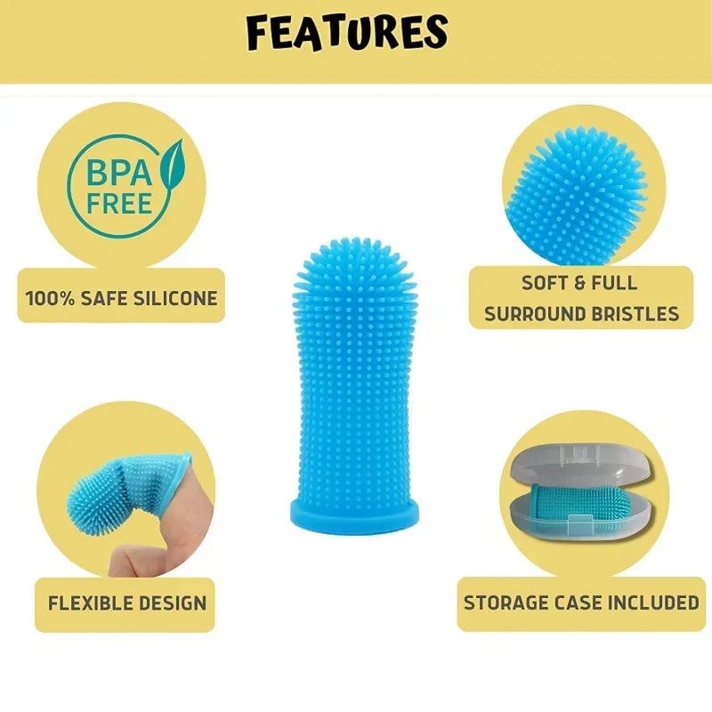 Soft Pet Finger Toothbrush | Dog Teeth Cleaning Breath Care Nontoxic Silicone