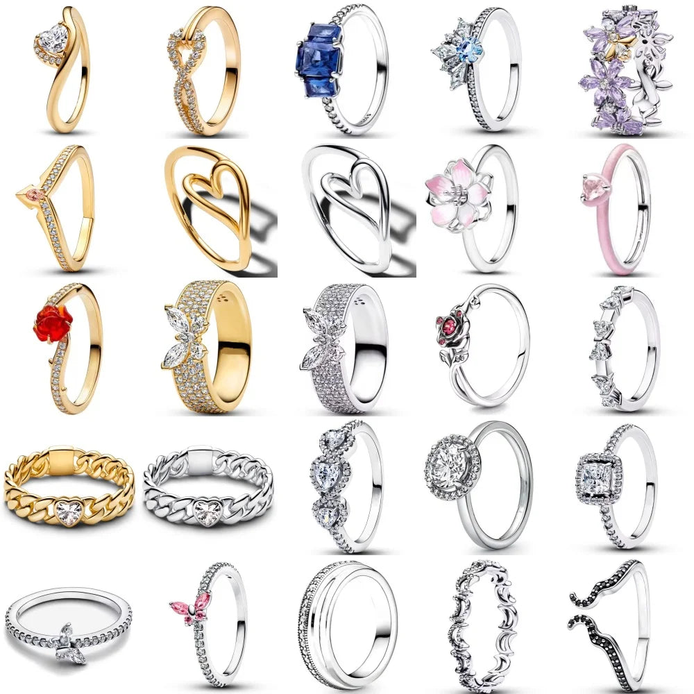 925 Silver Heart Floral Butterfly Ring | Women's Luxury Wedding Band