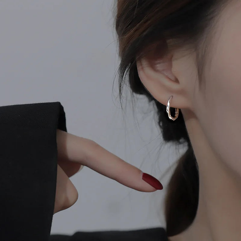 Silver Hoop Earrings | Trendy Distorted Round Earrings for Women
