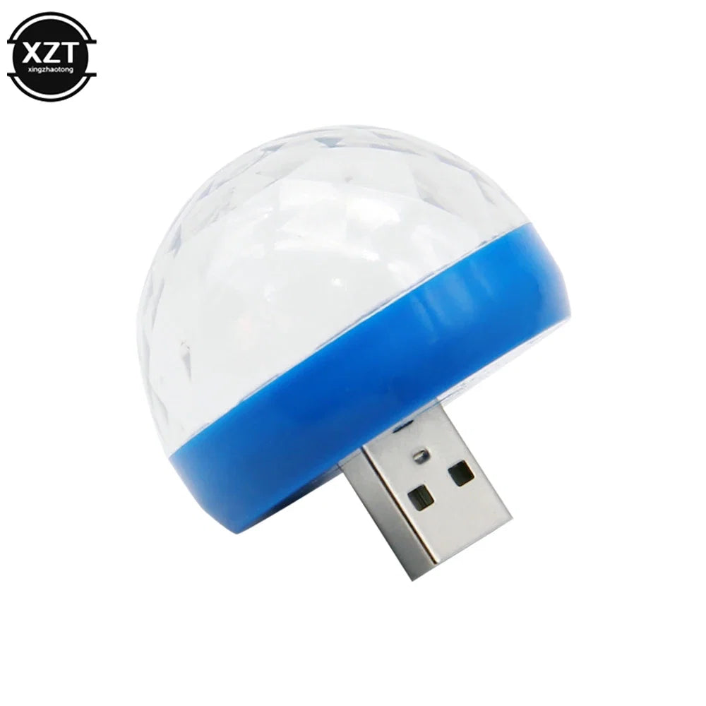 Mini USB LED Car Atmosphere Light | RGB Music Sound Control DJ Disco Lamp