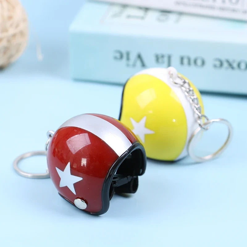 Mini Motorcycle Helmet Keychain | Cute Metal Key Ring for Women and Men