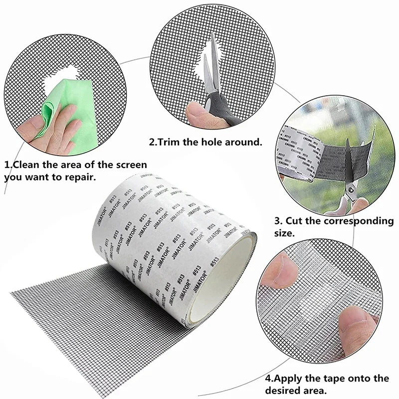 Mosquito Net Repair Tape | Self-Adhesive Window Screen Patch for Holes