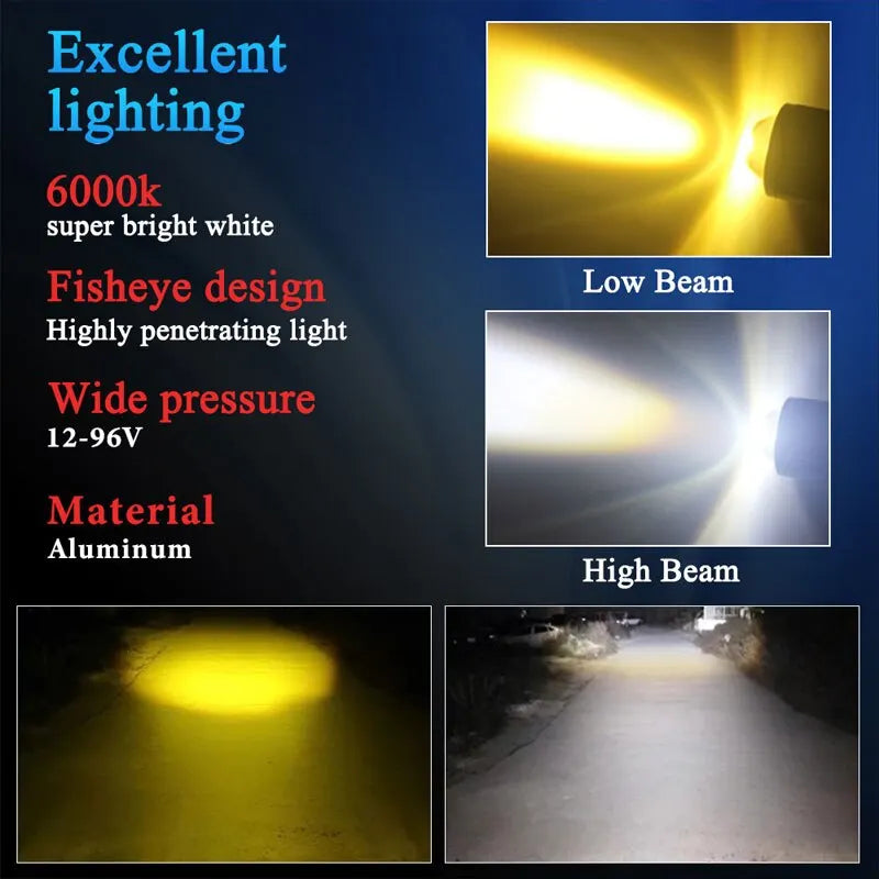 KEVANLY H4 LED Motorcycle Headlight | 10000LM Hi Lo Beam with White Yellow Modes