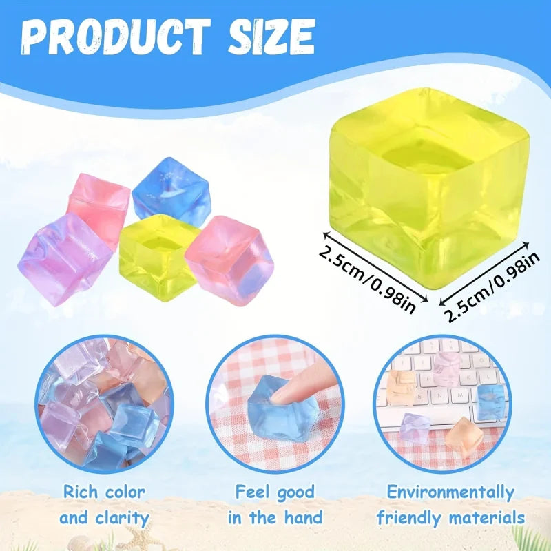 Mini Ice Cube Squishy Toys | 15 Pack Stress Relief Pinch Toys