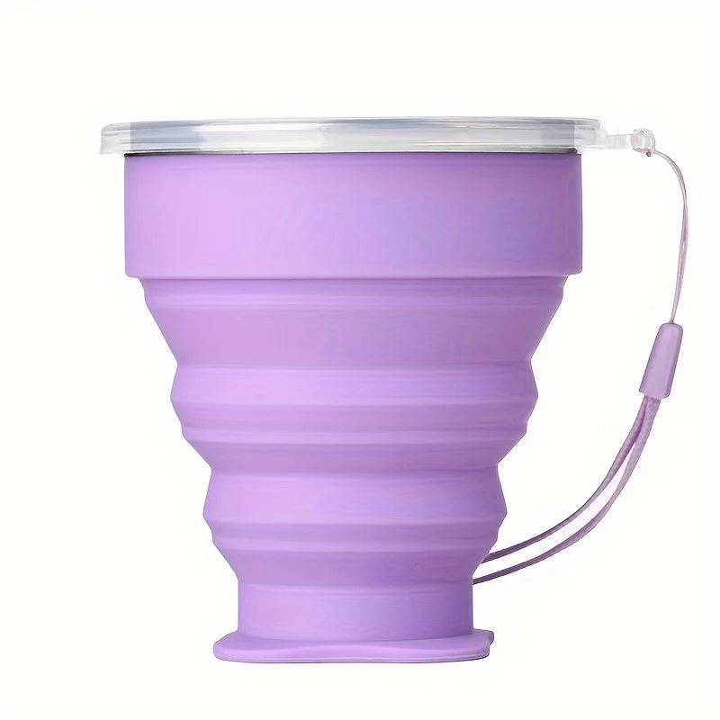 Silicone Collapsible Travel Water Cup | Portable Camping Mug with Lid