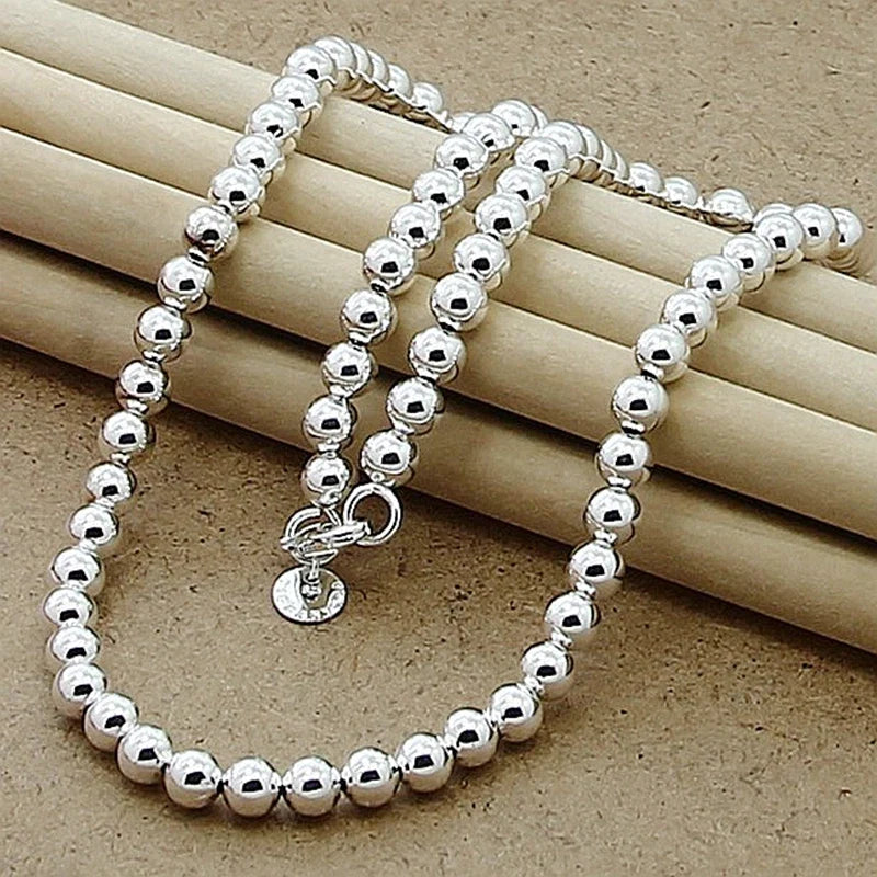 925 Sterling Silver Bead Chain Necklace | Smooth Ball Chain 4MM to 10MM Unisex Jewelry