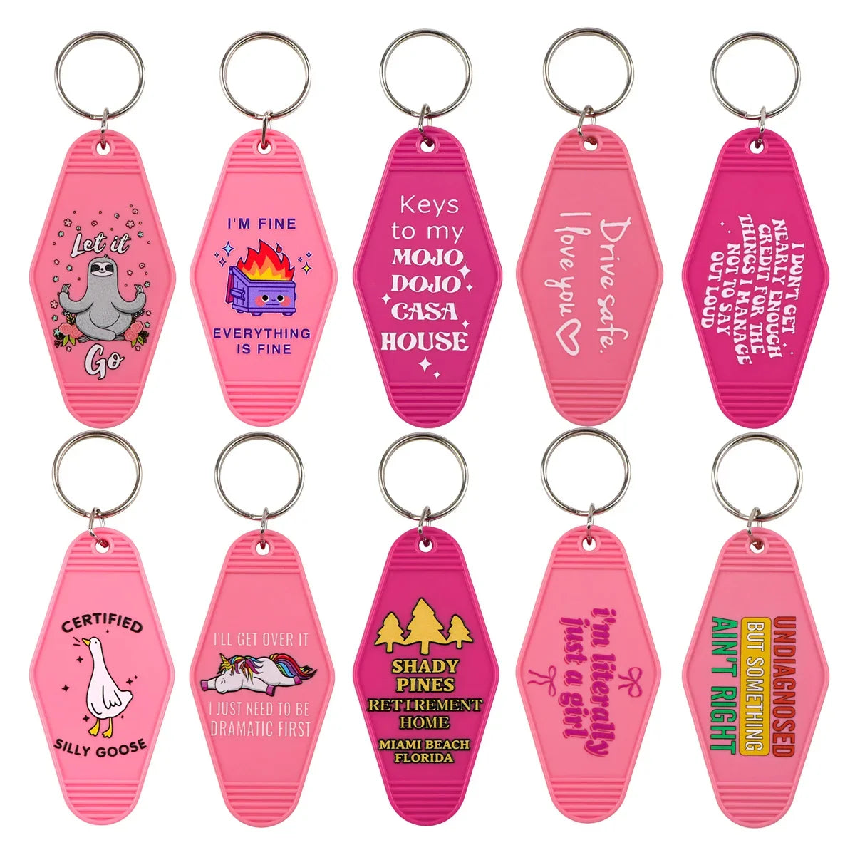 Plastic Key Chain for Keys | Pink Rhombic Key Tag Gift