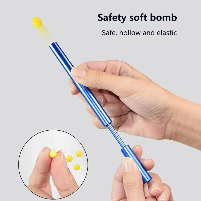 Aluminum Alloy Soft Pinball Launcher Gun | Fun Crackling Tube Toy