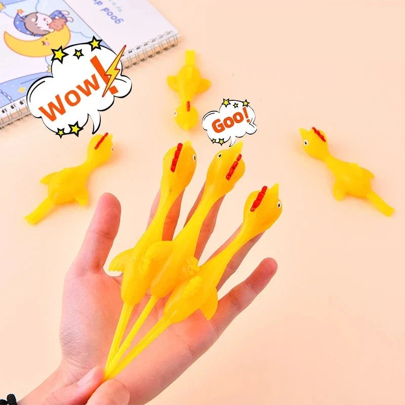 Catapult Chicken Toy | Flying Rubber Finger Prank Gag Gift