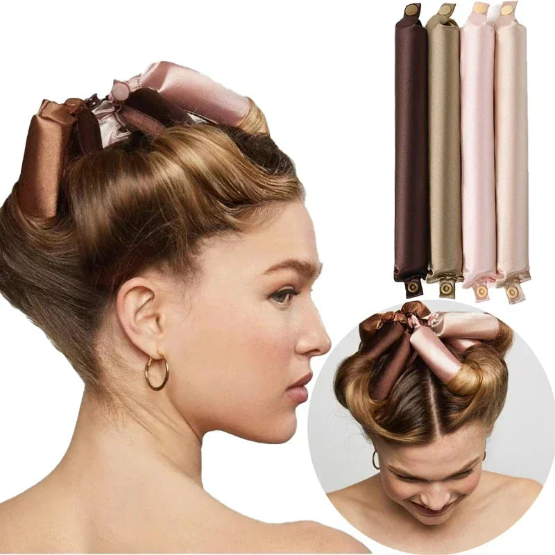 Satin Heatless Hair Curlers | Overnight No Heat Curling Rod Set