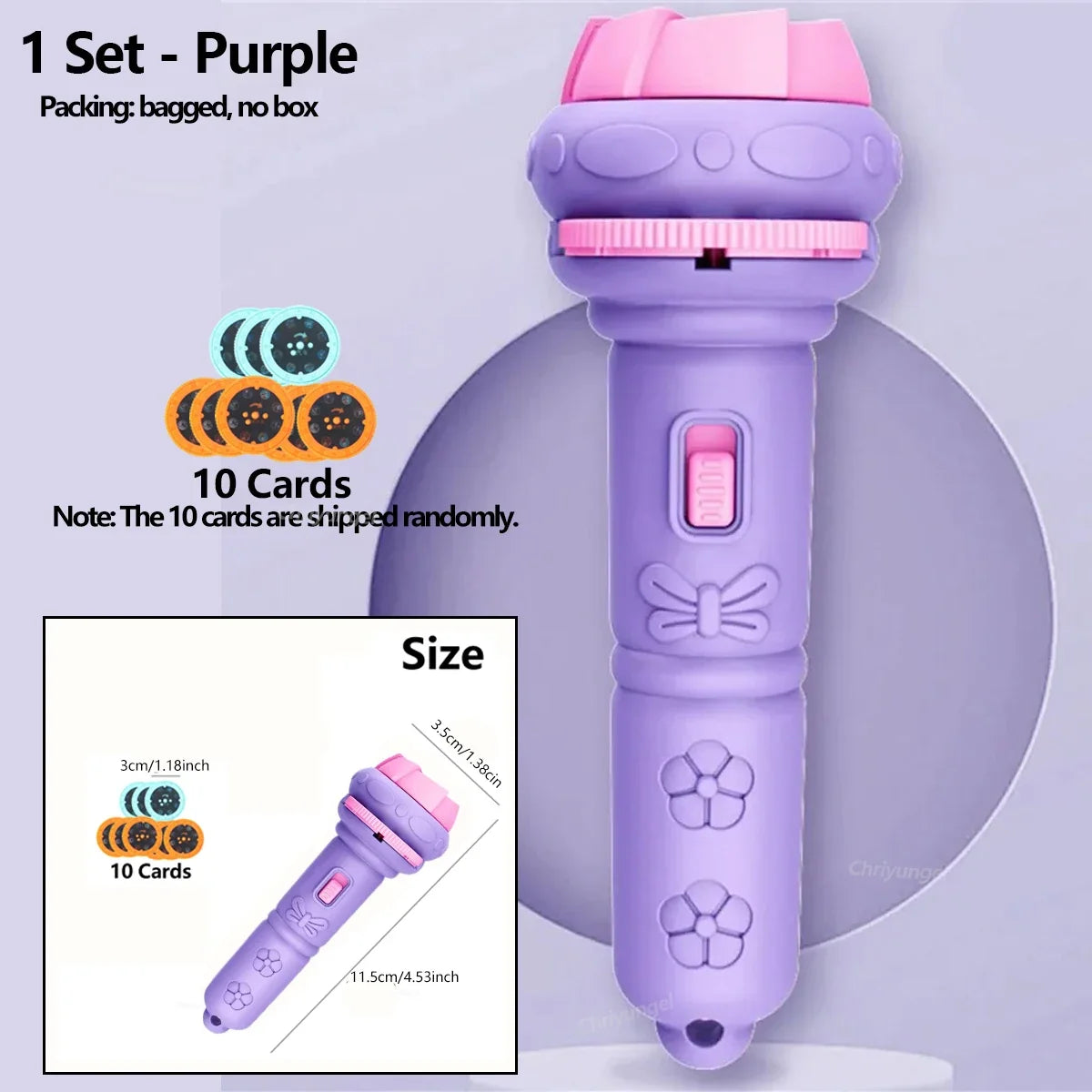 10 Cards Cartoon Projection Flashlight | 80 Patterns Creative Children Toy Projector