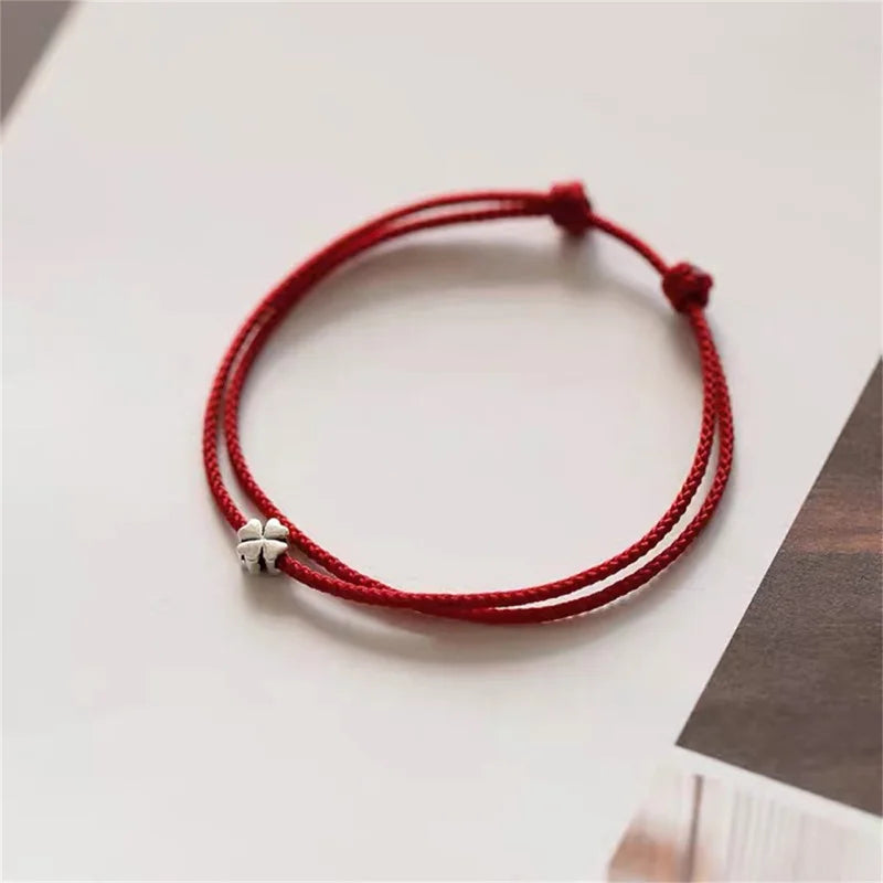 Four-leaf Clover Red String Bracelet | Lucky Charm Handmade Jewelry for Women and Men