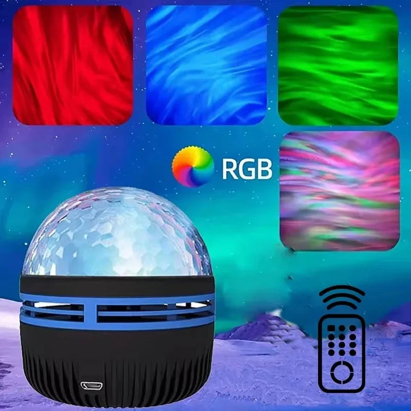 Aurora Borealis Starry Sky Projector | USB Night Light with Remote Control