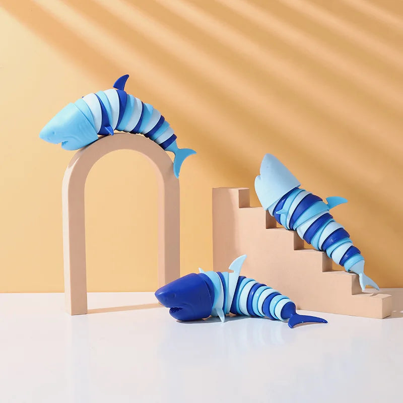 3D Articulated Shark Stress Reliever Hand Toy | Sensory Fidget Toy for Adults and Kids