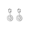 18K Gold Plated Portrait Coin Earrings | Stainless Steel Jesus Cross Dangle Huggie Earrings