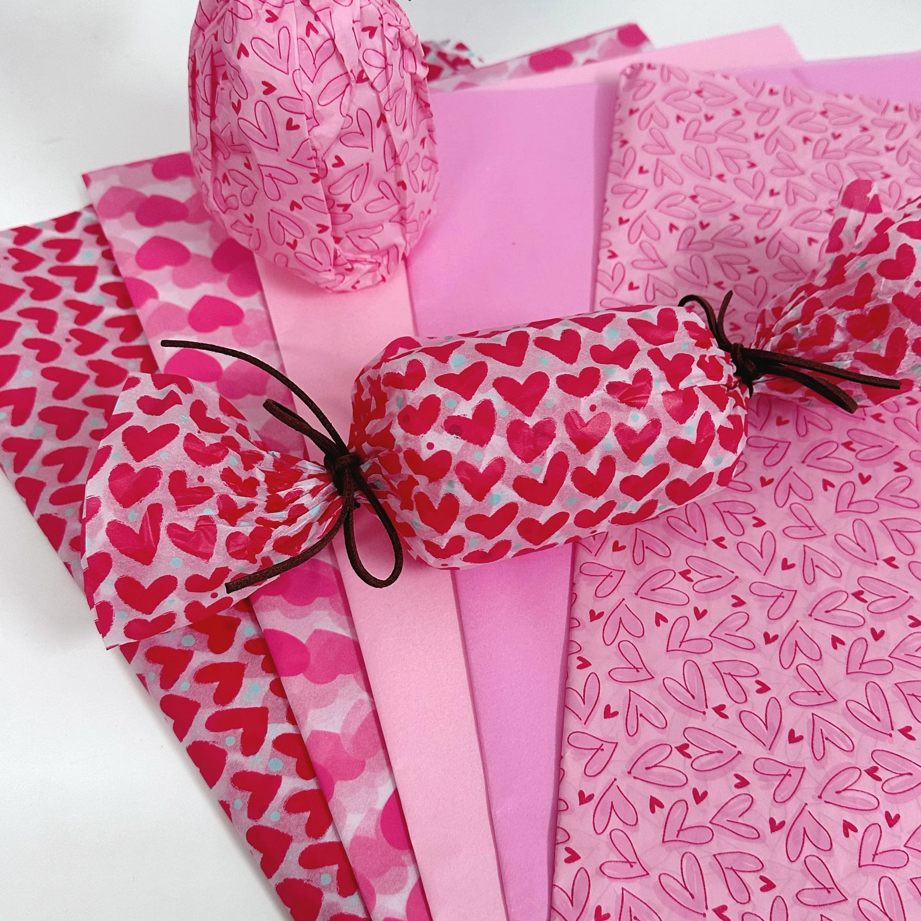 30 Red Heart Snowflake Gift Wrap Sheets | Wedding Valentine Birthday Packaging Paper