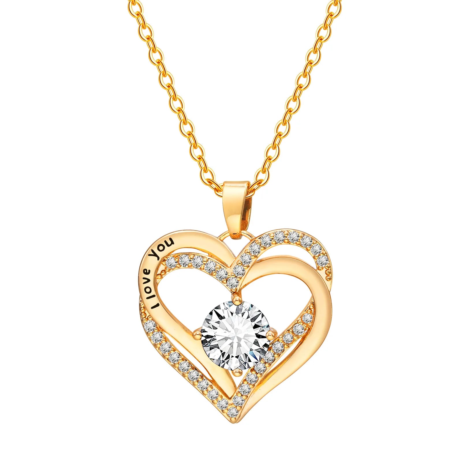 Vnox Heart Birthstone Necklace for Women | I Love You Jewelry Gift for Mom Wife Girlfriend