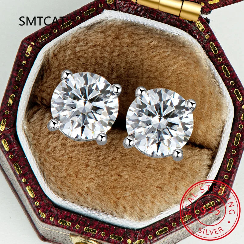 2.0ct Moissanite Stud Earrings for Women | 925 Sterling Silver Lab Grown Diamond Earrings