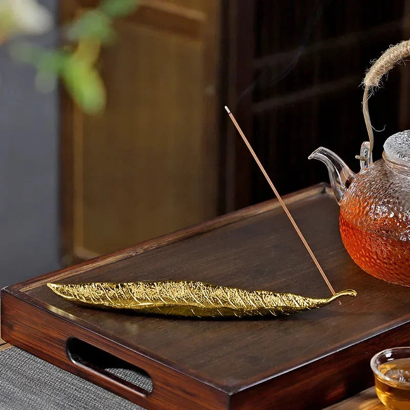 Incense Holder Ash Catcher | Long Leaf Design for Meditation and Home Decor