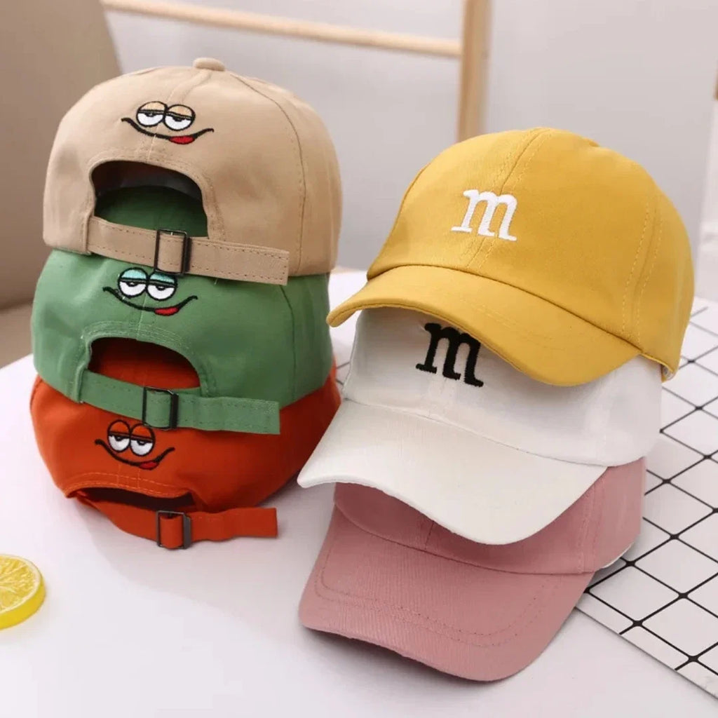 Kids Unisex Baseball Cap with M Letter Embroidery | Adjustable Cotton Sun Hat