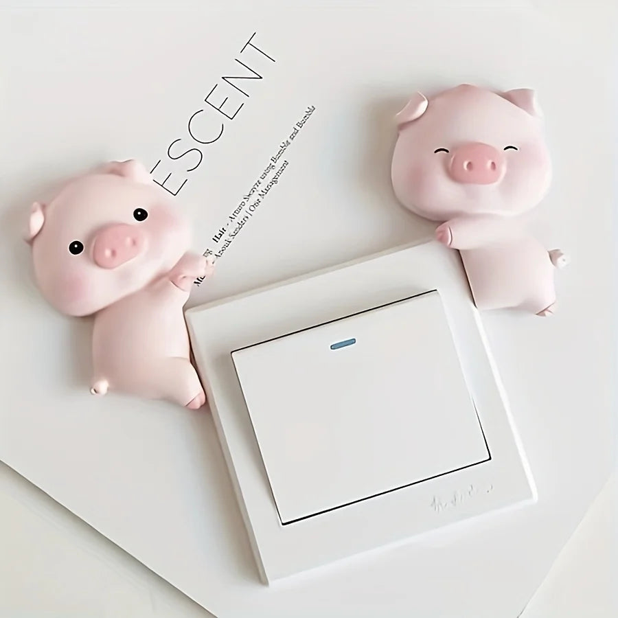 3D Cartoon Pig Light Switch Cover | Sweet Pink Animal Wall Decor