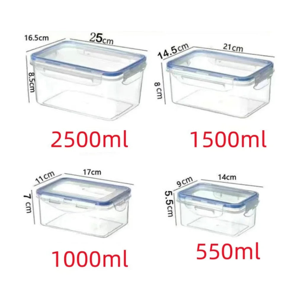 Sealed Storage Box with Lid | Rectangular Plastic Crisper for Kitchen and Refrigerator