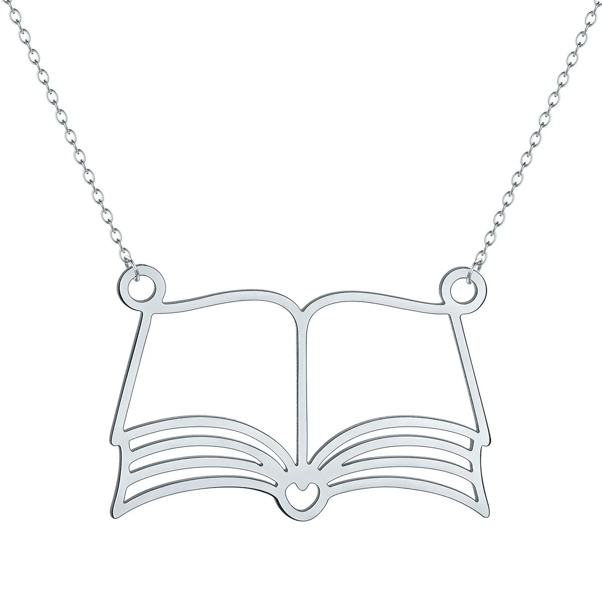 Book Lover Pendant Necklace | Stainless Steel Reading Jewelry for Women