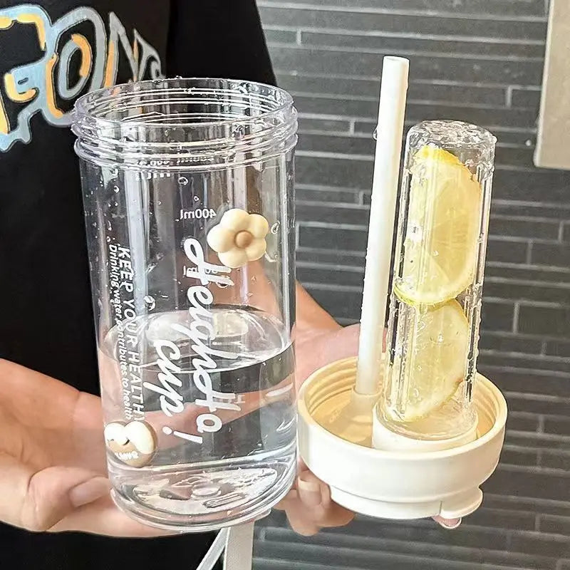 Large Capacity Plastic Water Bottle | Portable Straw Cup with Handle