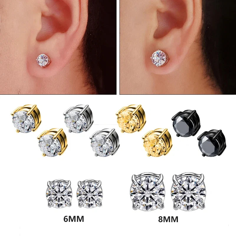 Magnetic Clip Earrings for Women and Men | No Piercing Crystal Studs