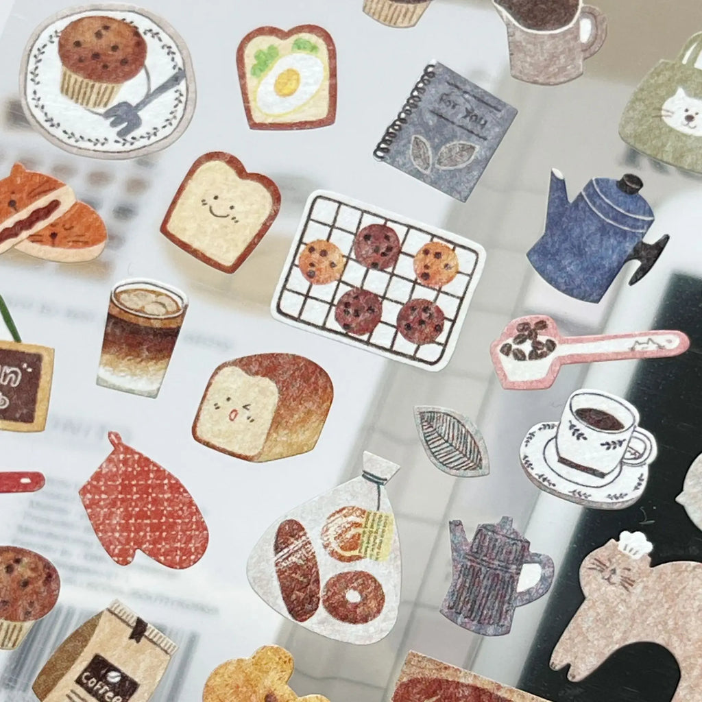 Korean Bonito Nature Life Bread House Coffee Paper Stickers | Cute Scrapbooking and Journaling Stickers
