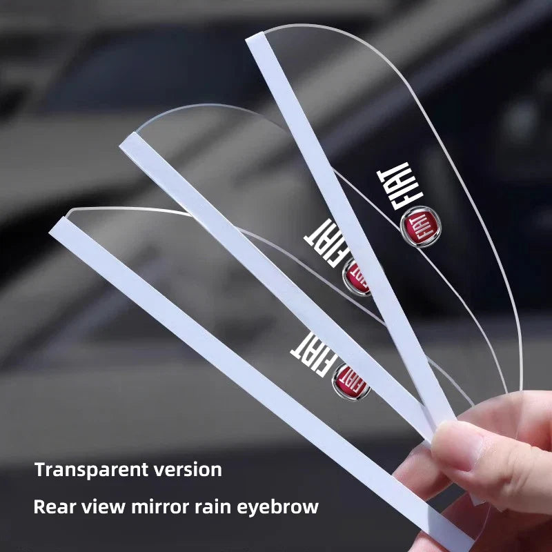 2Pcs Car Rearview Mirror Rain Shield Rain Eyebrow Cover for Fiat Abarth 500e Panda | Transparent