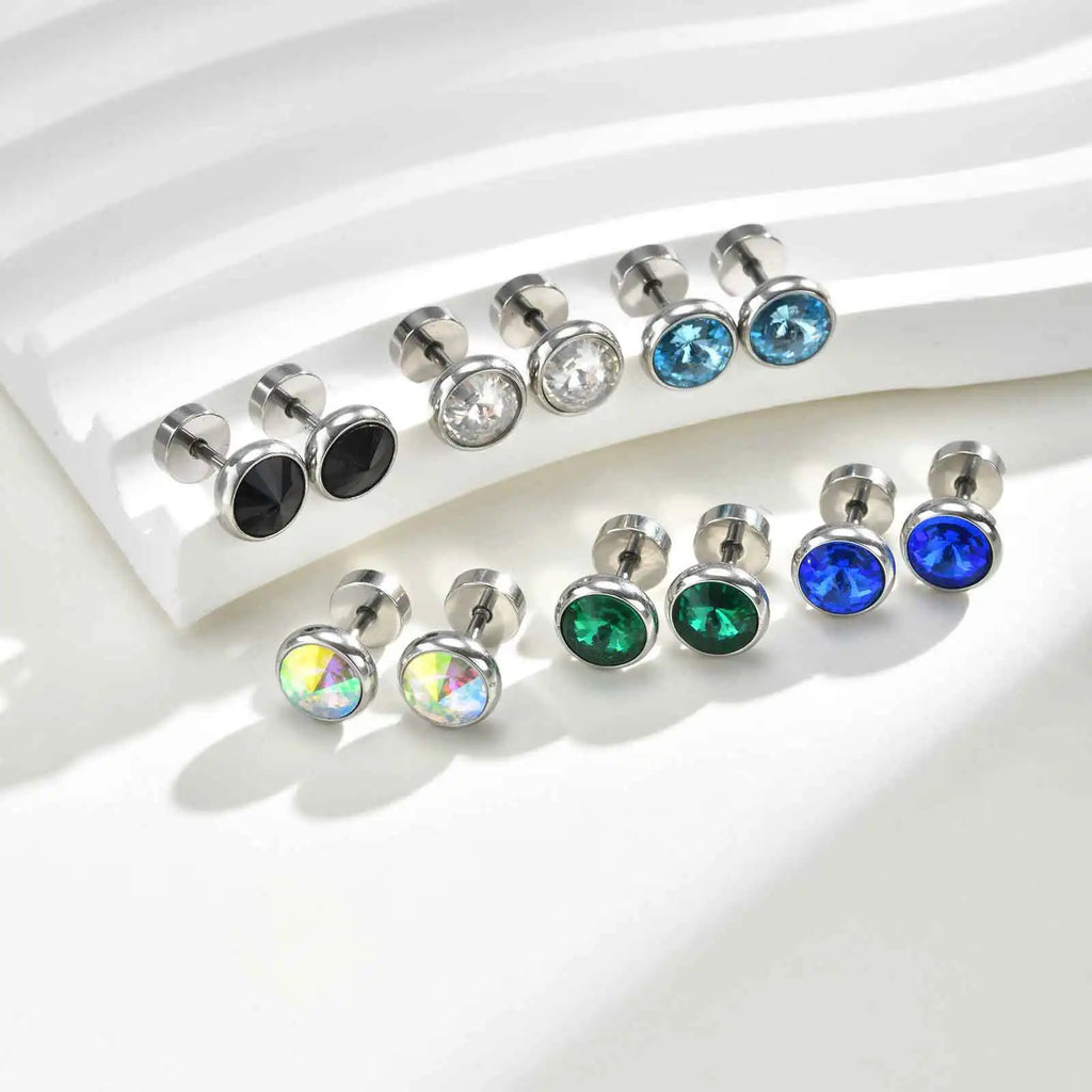 Anti Allergy Round Zircon Stud Earring for Men | AAA CZ Stainless Steel Hip Hop Classic Jewelry