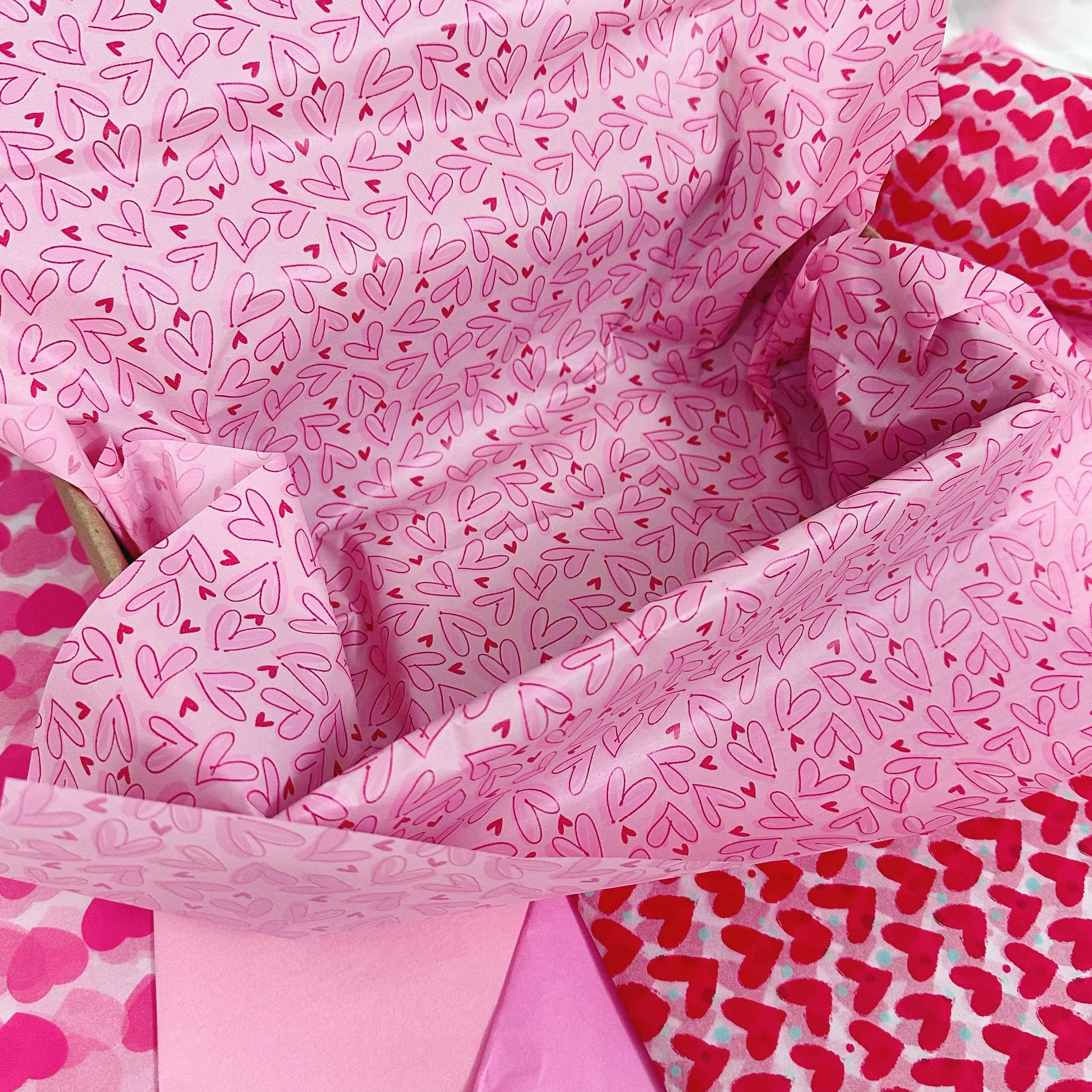 30 Red Heart Snowflake Gift Wrap Sheets | Wedding Valentine Birthday Packaging Paper
