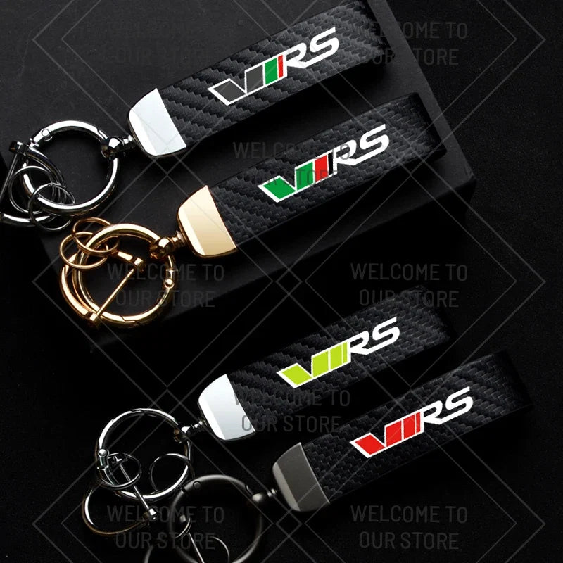 Skoda VRS Carbon Fiber Keychain | Car Emblem Key Ring for Citigo Kodiaq Yeti Rapid Fabia