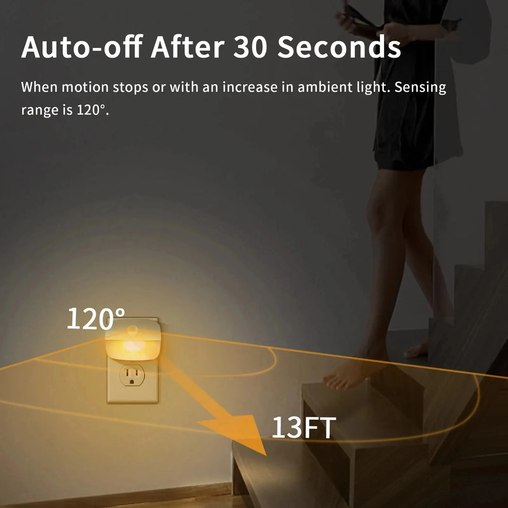 LED Night Light with Motion Sensor | Smart Plug-in Socket Lamp for Bedroom