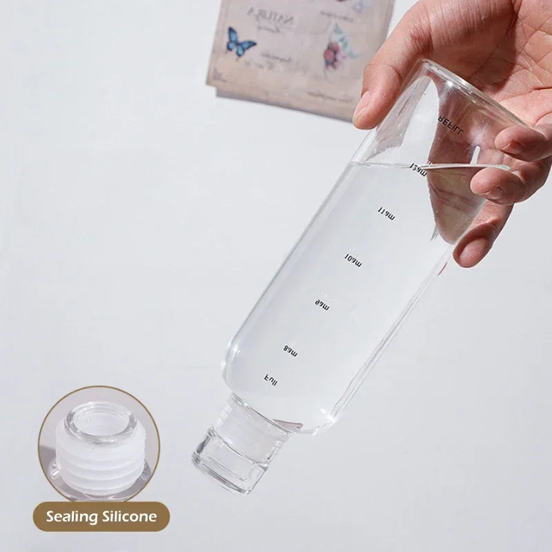 500/750ml Transparent Plastic Water Bottle with Time Marker | Leakproof Large Capacity Sport Drinkware