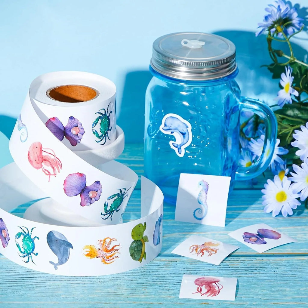 100-500 Animal Stickers Roll | Small Decorative Labels for Photocards and Gifts